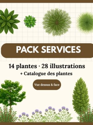 Pack Services ( biomasse, support... ) 14 plantes (28 illustrations)